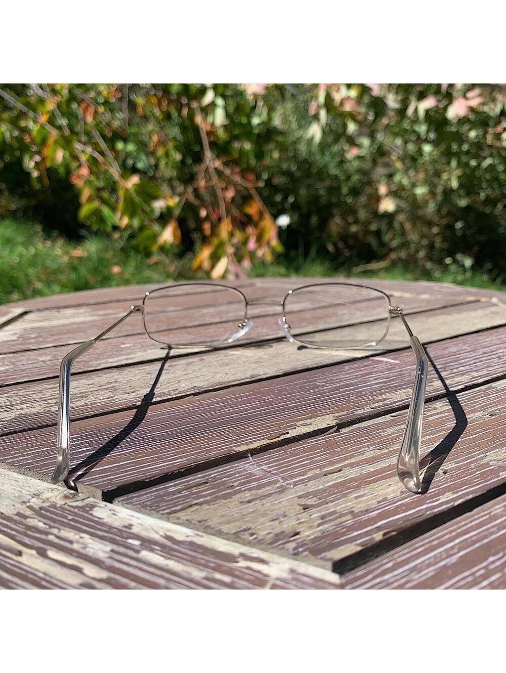 Vintage 2000s style unique Slim Silver Trim Clear Lenses Glasses. Glasses are - Picture 7 of 7